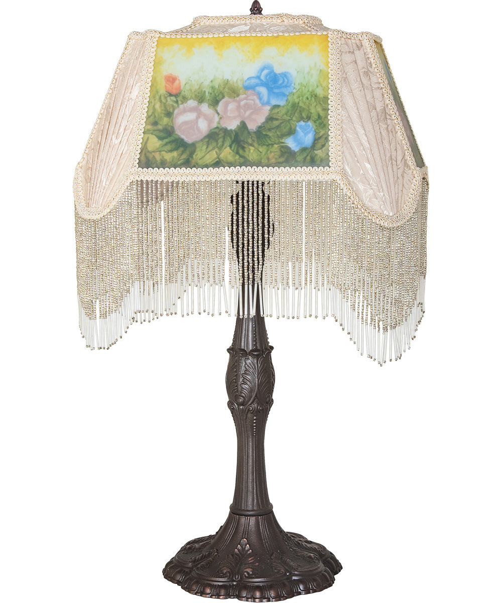 21" High Reverse Painted Roses Table Lamp
