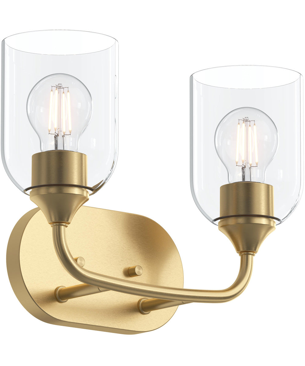 Ilia 2-Light Bath Vanity with Clear Glass Shade Brushed Gold