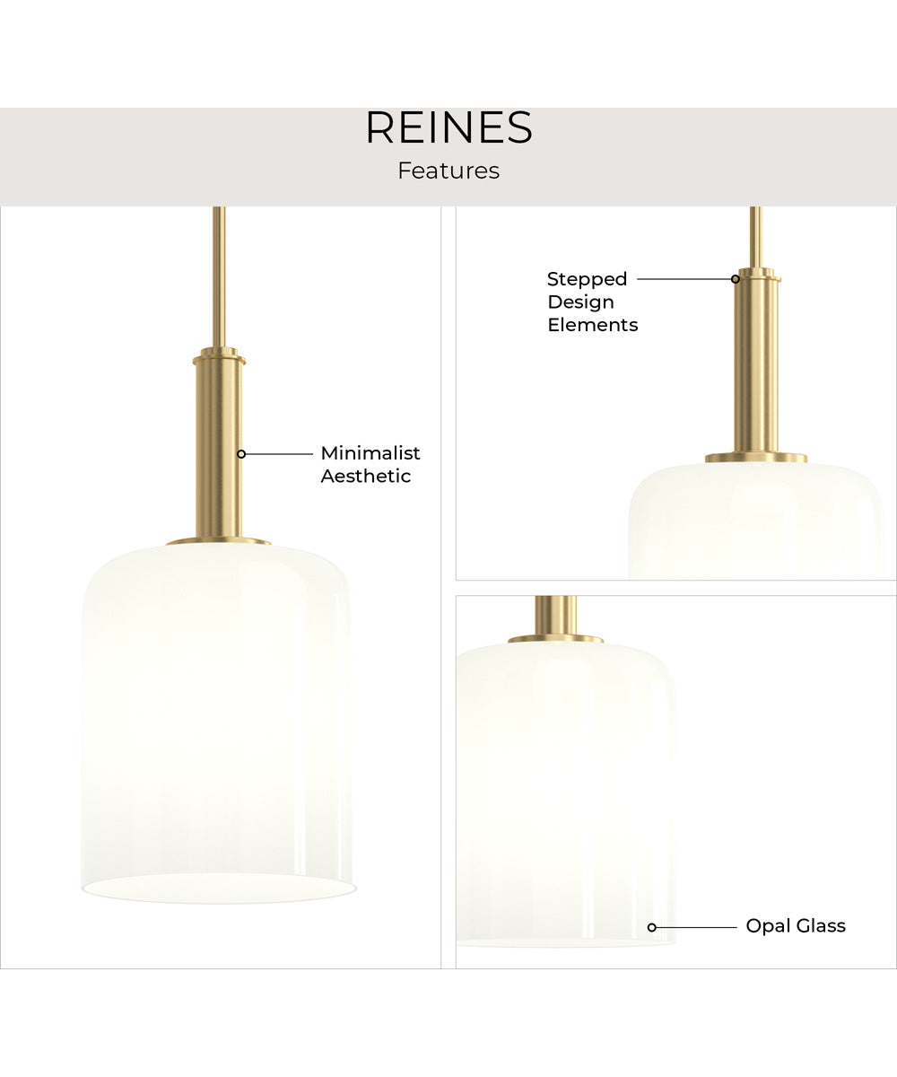 Reines 1-Light Pendant with Opal Glass Shade Brushed Gold