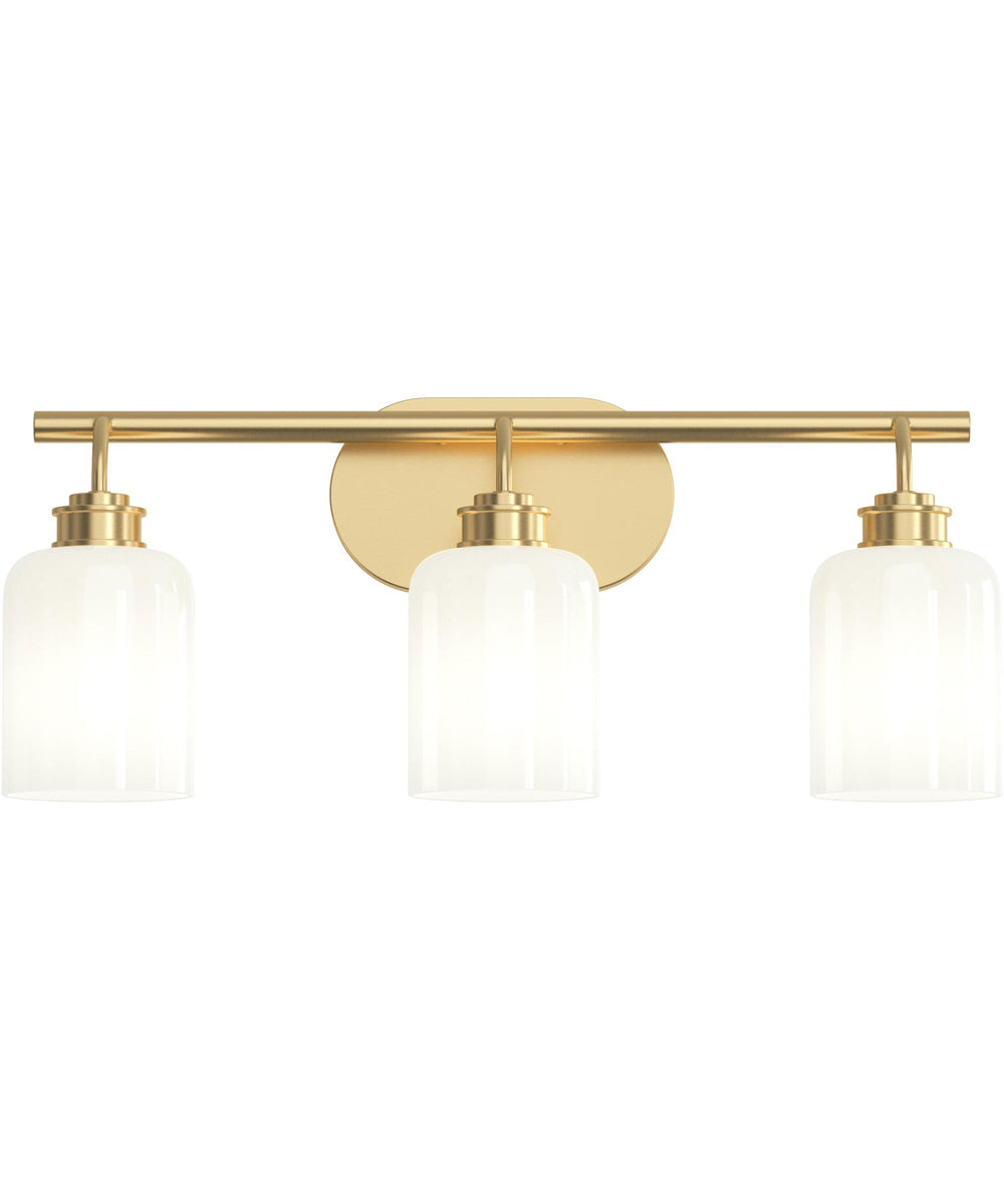 Reines 3-Light Bath Vanity with Opal Glass Shades Brushed Gold