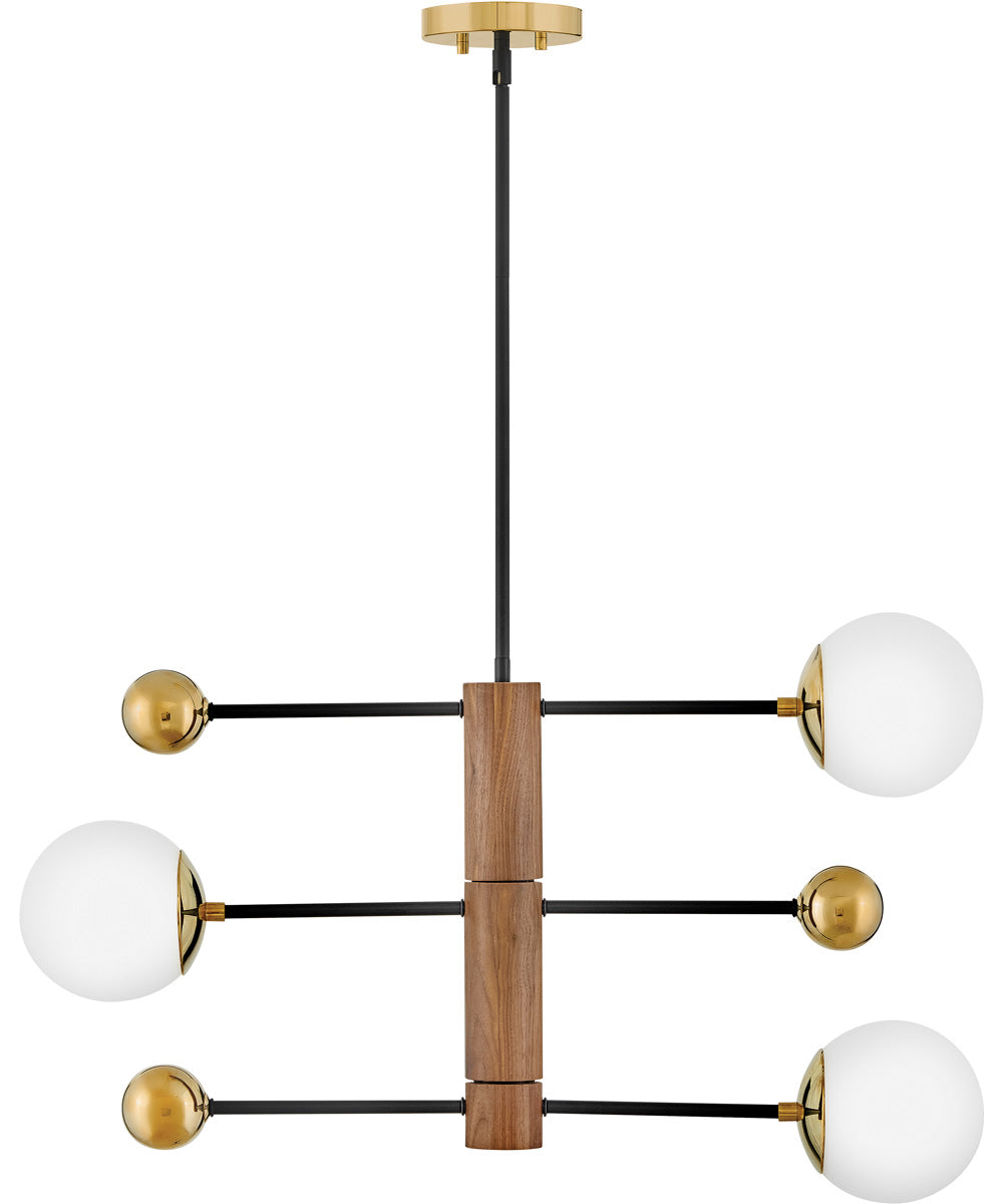 Auggie 3-Light Medium Adjustable Multi Tier Chandelier in Bright Brass