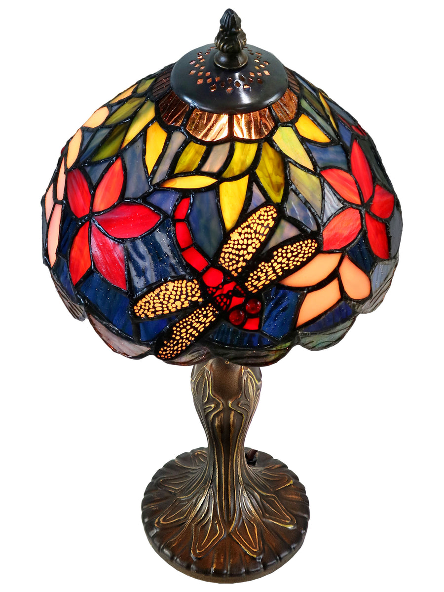Borrdego Dragonfly  14.25 Inch  Tall Handmade Tiffany Accent Lamp
