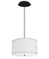2 Light Pendant 18"w White Linen Shade with Diffuser, Black Cord