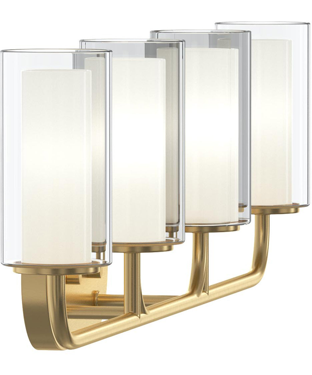 Mack 4-Light Vanity Light with Layered Glass Shades Brushed Gold
