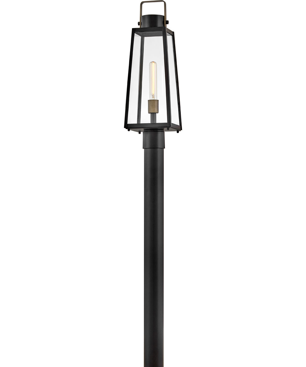 Hugh 1-Light Large Post Mount Lantern in Black