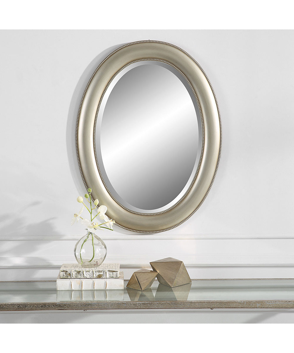 22x30" Wall Mirror Metallic Silver with Subtle Brown Antiquing