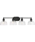 Singleton 4-Light 36" Farmhouse Vanity Light with Clear Glass Shades Matte Black