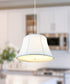 17" W 2 Light Pendant White Shantung Shade with Diffuser, White Cord