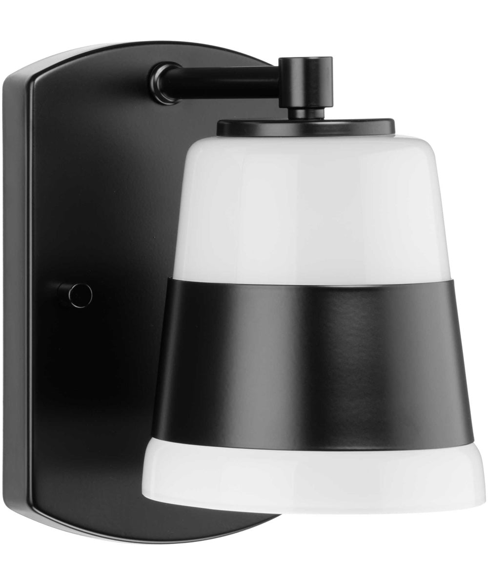 Haven 1-Light Opal Glass Luxe Industrial Bath Light Matte Black