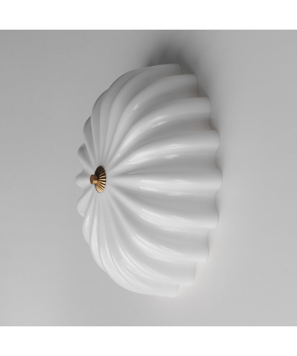 Bundt 15 inch Wall Sconce / Flush Mount White/Natural Aged Brass