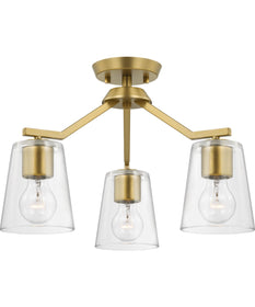Vertex 3-Light Clear Glass Convertible Chandelier Brushed Gold