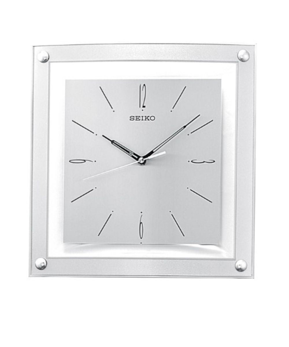 OPEN BOX Wall Clock Square Silver and Glass Glass Cover