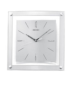OPEN BOX Wall Clock Square Silver and Glass Glass Cover