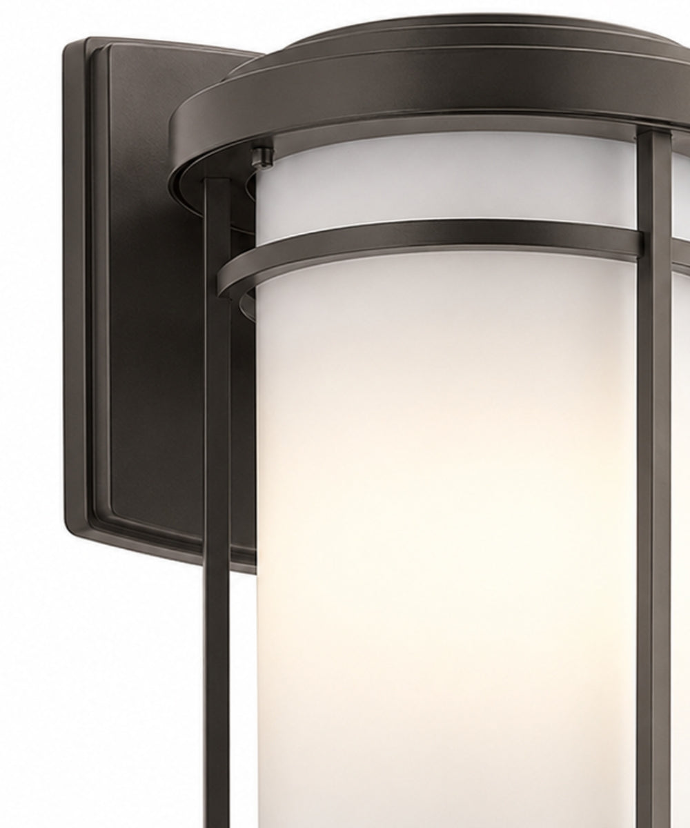 20"h Toman 1-Light Large Outdoor Wall Light Black Finish with Satin Etched Opal Glass Shade