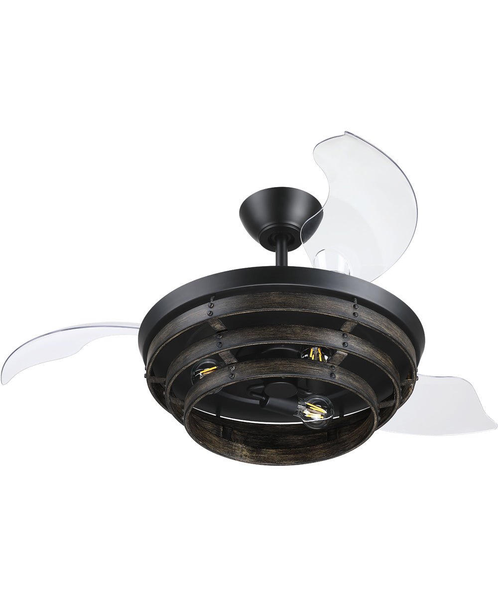 Whiskey 42 Hidden Blades 3-Light Fan Flat Black