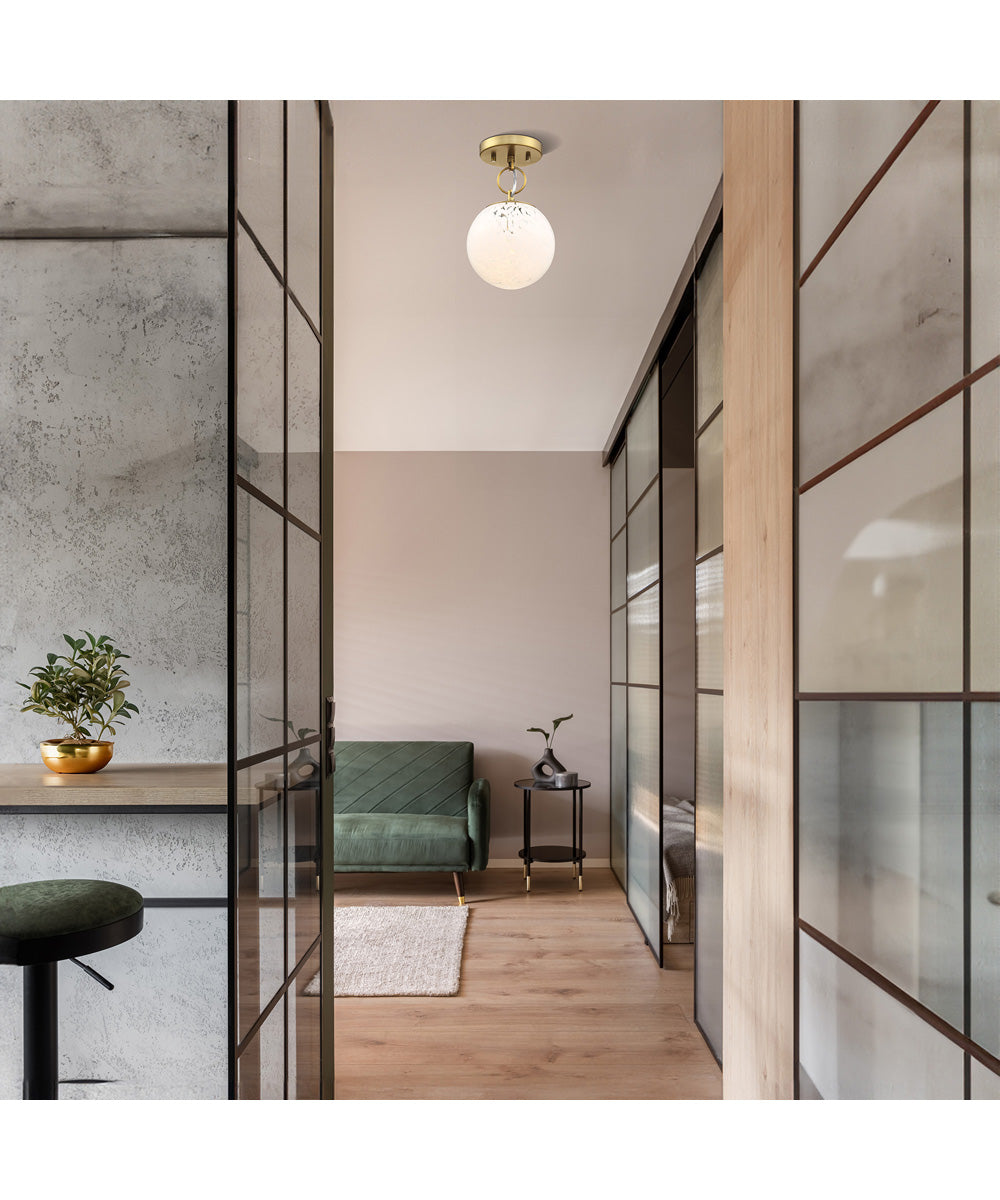 Wine Flower 1 Light Semi Flush Mount Brushed Gold