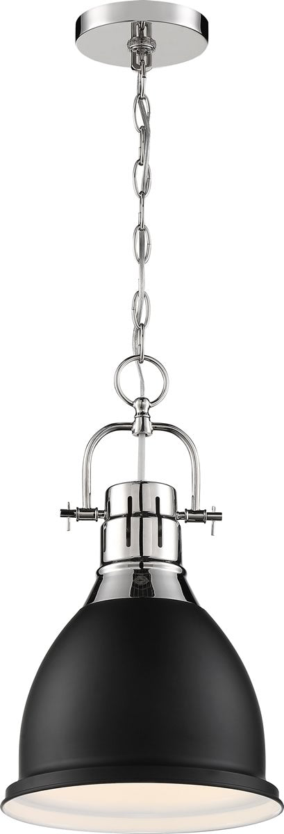 10"W Watson 1-Light Pendant Polished Nickel / Matte Black