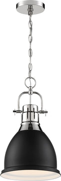 10"W Watson 1-Light Pendant Polished Nickel / Matte Black
