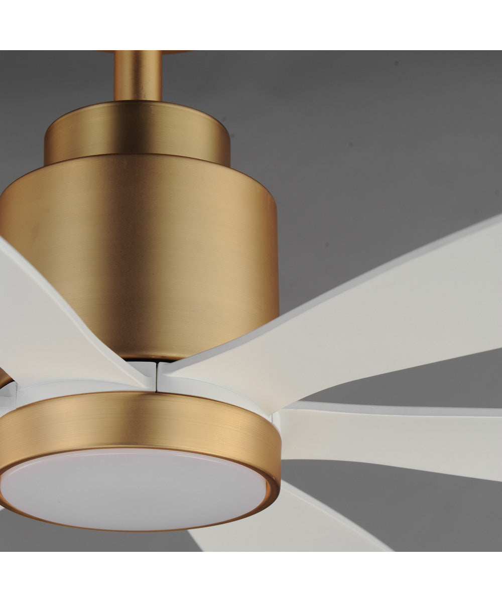 Petals 60 inch 6-Blade Fan w LED White/Natural Aged Brass