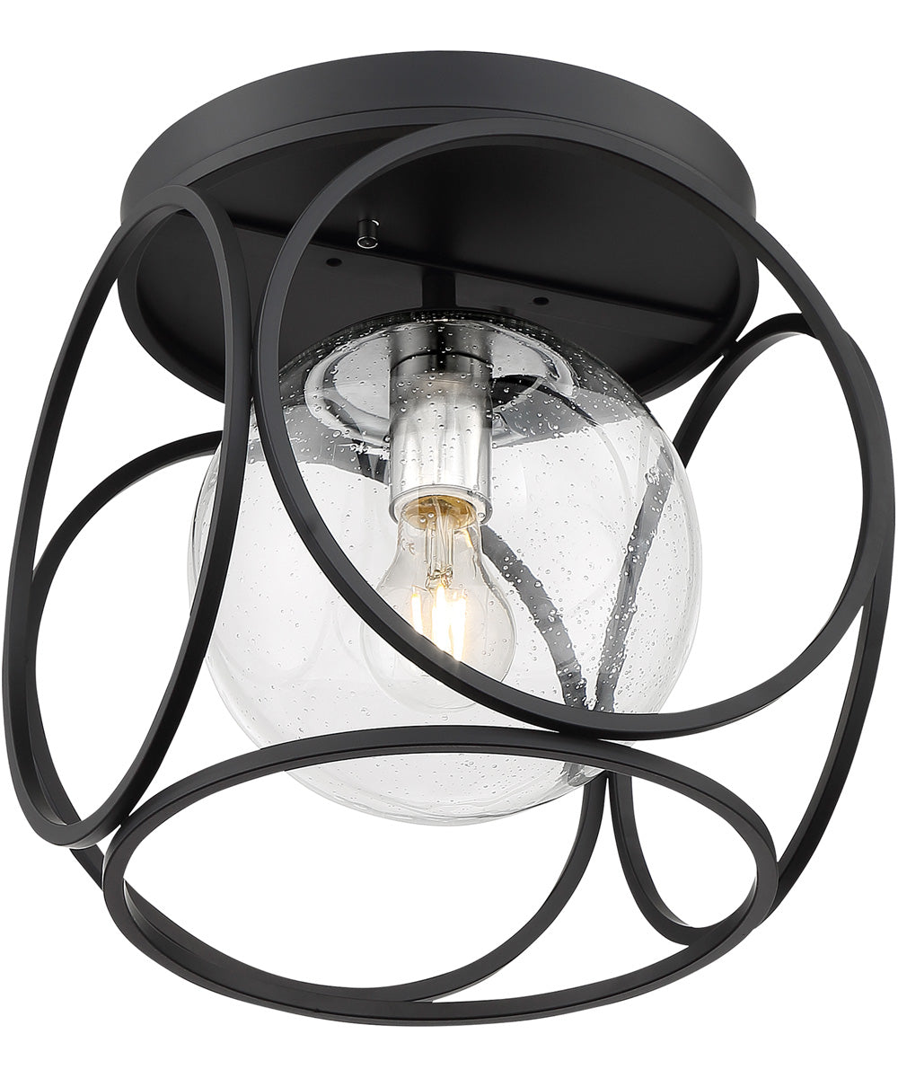 13"W Aurora 1-Light Close-to-Ceiling Black / Polished Nickel