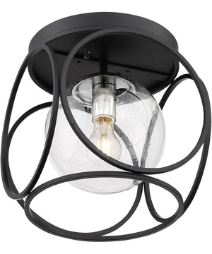 13"W Aurora 1-Light Close-to-Ceiling Black / Polished Nickel
