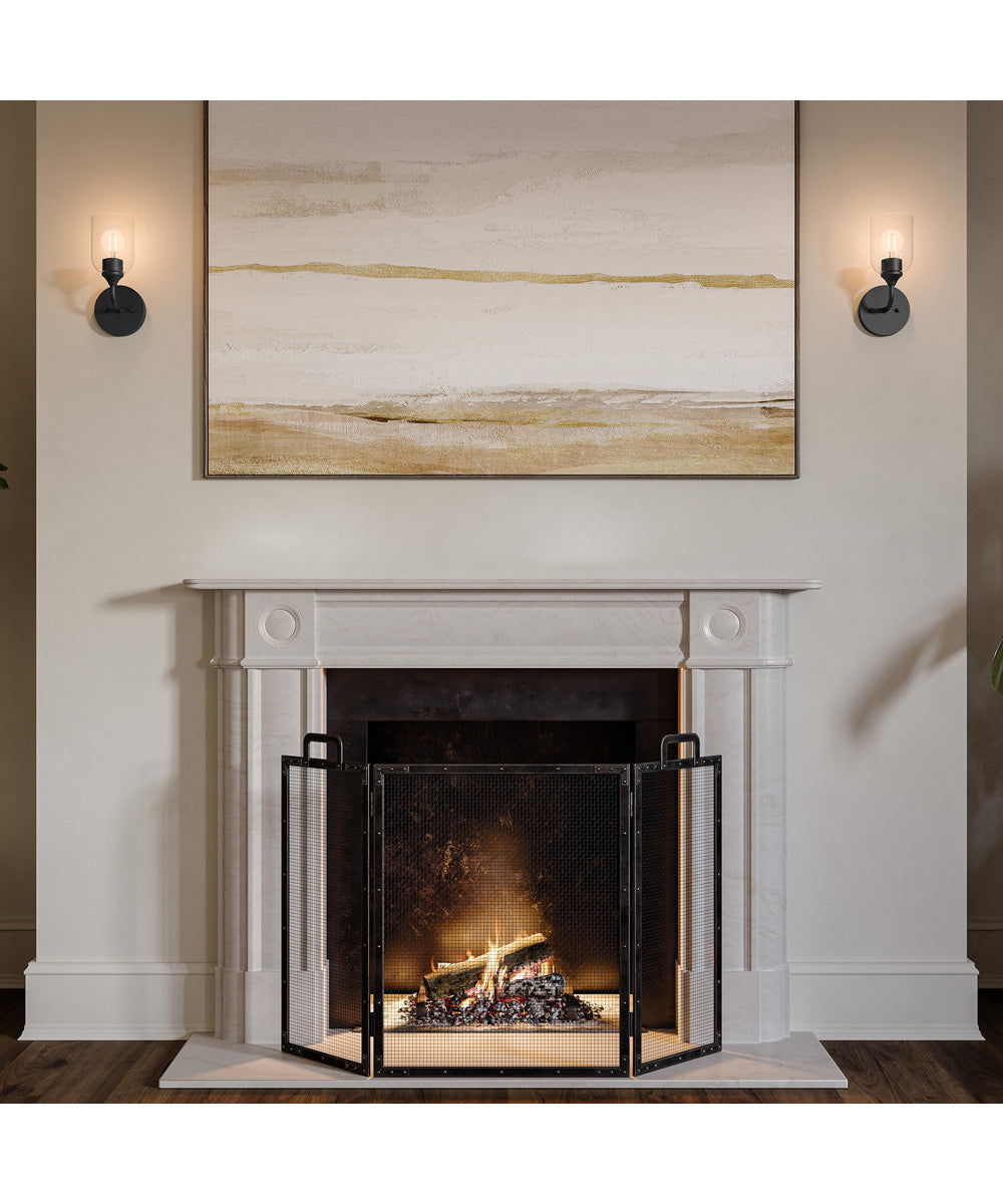Ilia 1-Light Wall Sconce with Clear Glass Shade Matte Black