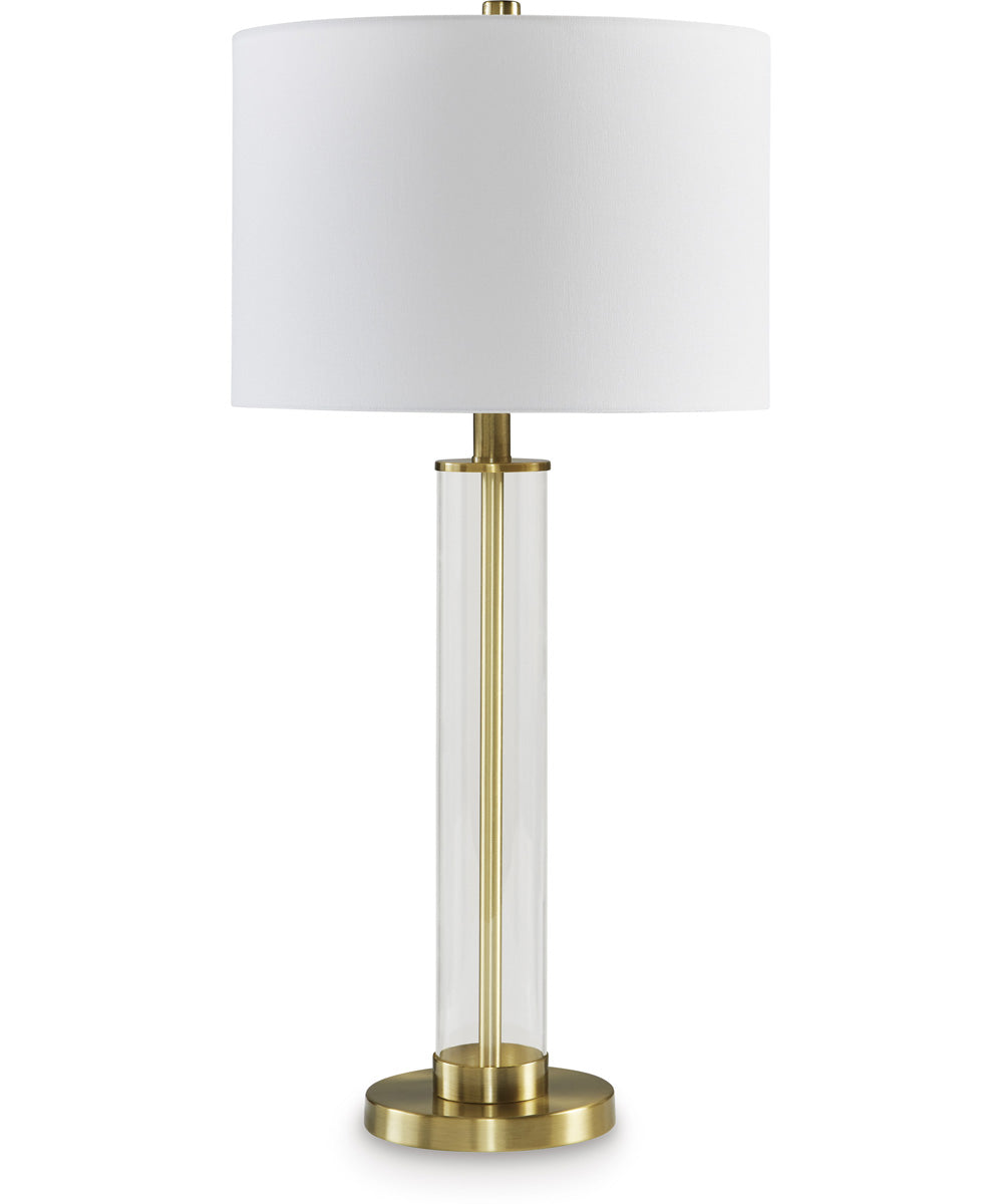 Orenman Glass Table Lamp Set of 2 Clear/Brass