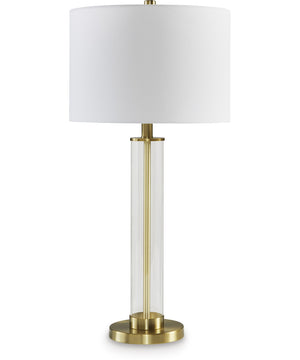 Orenman Glass Table Lamp Set of 2 Clear/Brass