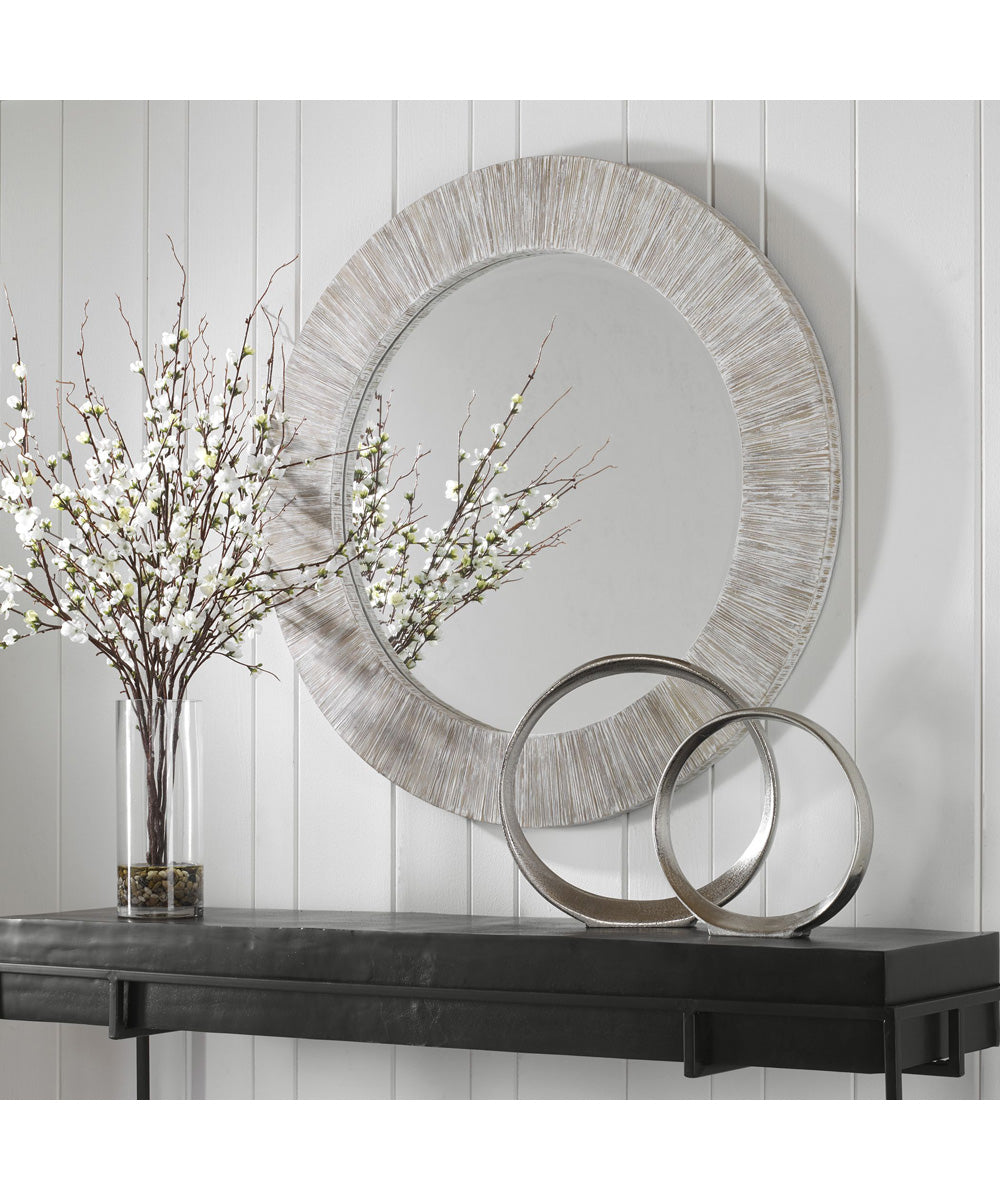 Repose Whitewash Round Mirror