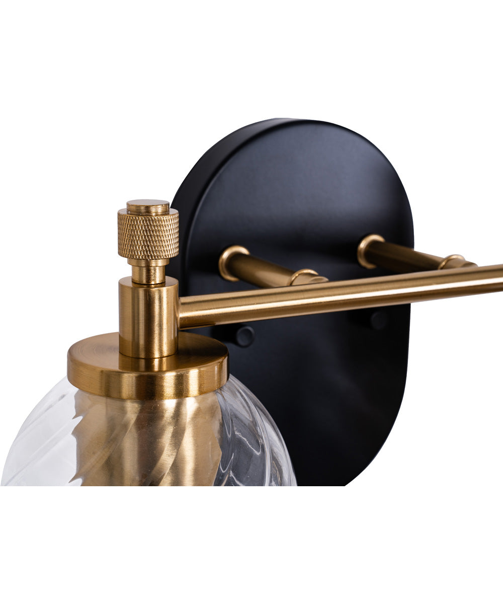 Council 2-Light Lighting Flat Black/Satin Brass