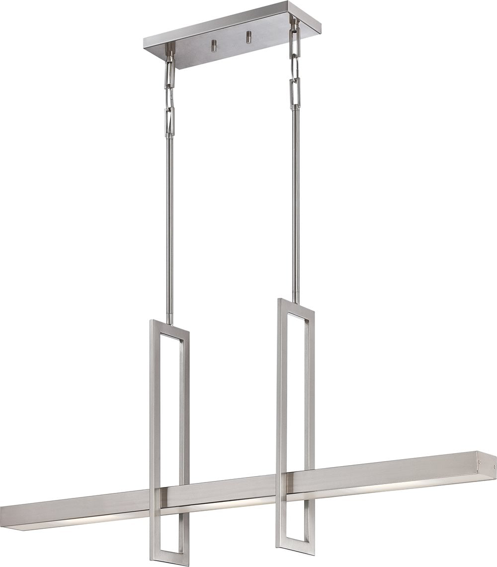 36"W Frame 2-Light LED Pendant Brushed Nickel