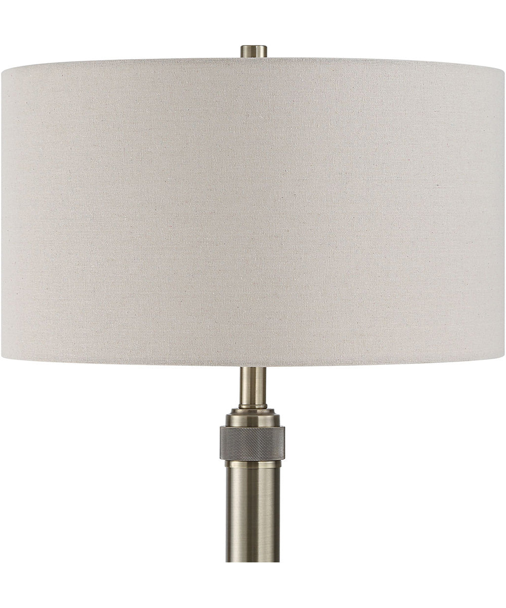 Floor Lamp in Antique Brass with Off-White Linen