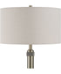 Floor Lamp in Antique Brass with Off-White Linen