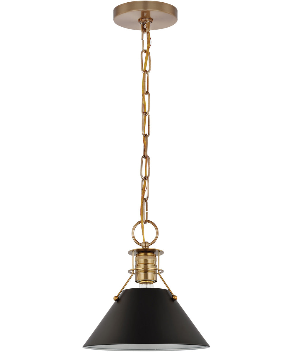 Outpost 1-Light Pendant Matte Black / Burnished Brass