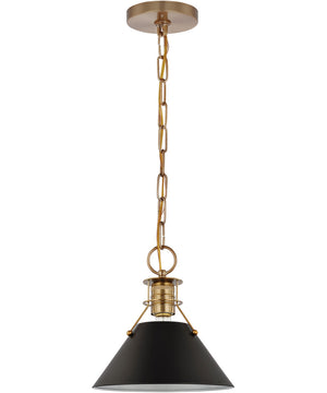 Outpost 1-Light Pendant Matte Black / Burnished Brass
