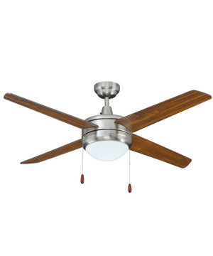 50" Europa 4-Blade Ceiling Fan Brushed Nickel Motor Finish and Walnut Blade Finish with Integrated LED Light