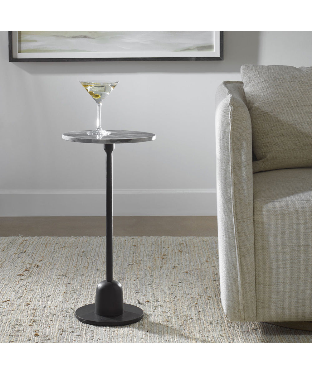 Accent Furniture with Aluminum in Matte Black with Black Marble