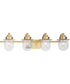 Northlake 4-Light Clear Glass Transitional Bath Light Vintage Brass