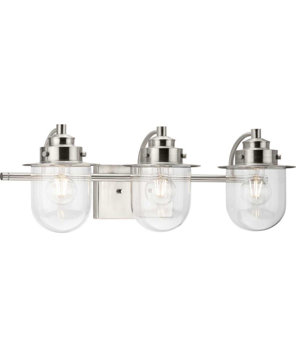 Northlake 3-Light Clear Glass Transitional Bath Light Brushed Nickel