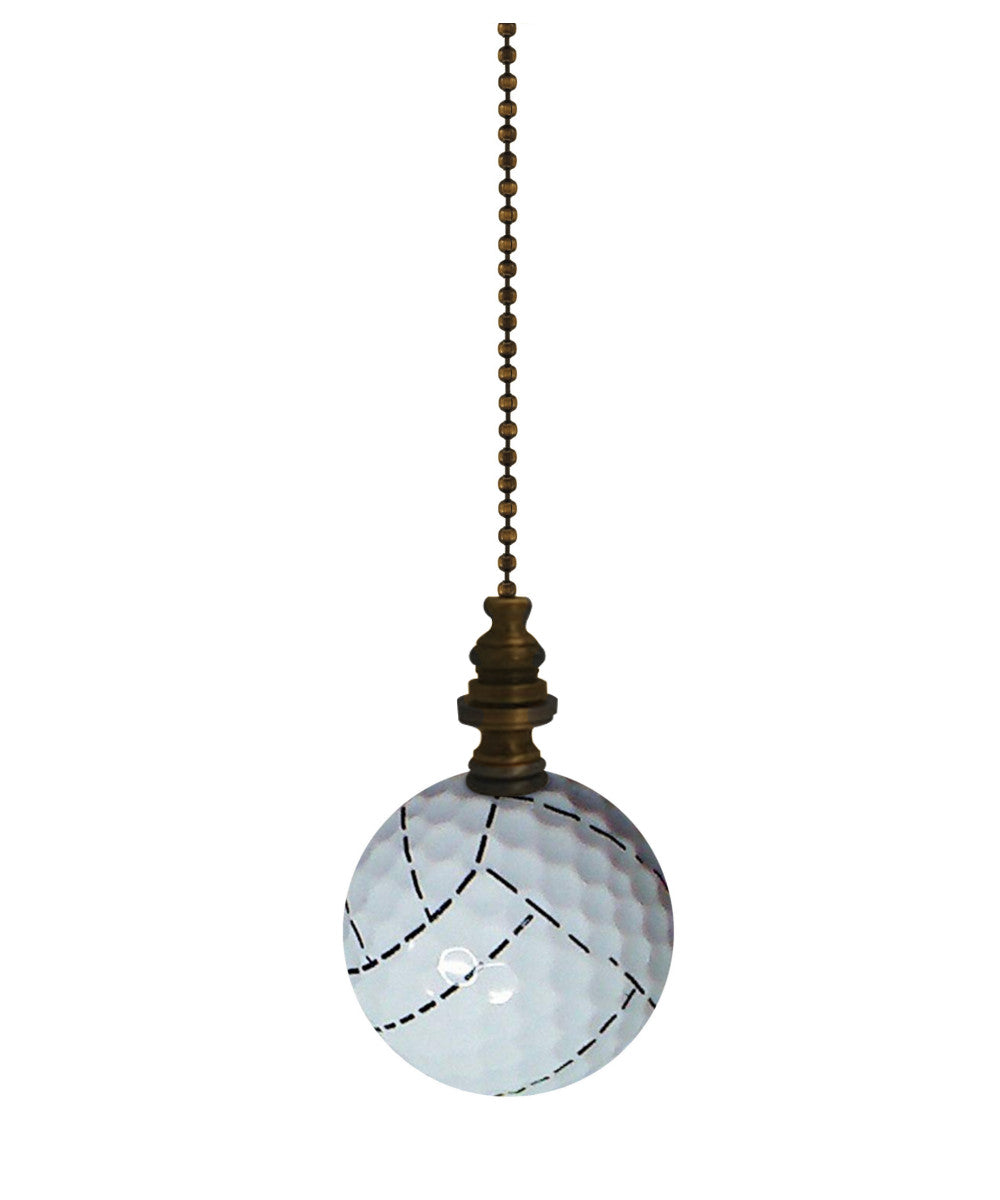 Volleyball Ceiling Fan Pull, 2.25"h with 12" Antiqued Brass Chain