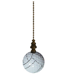 Volleyball Ceiling Fan Pull, 2.25"h with 12" Antiqued Brass Chain