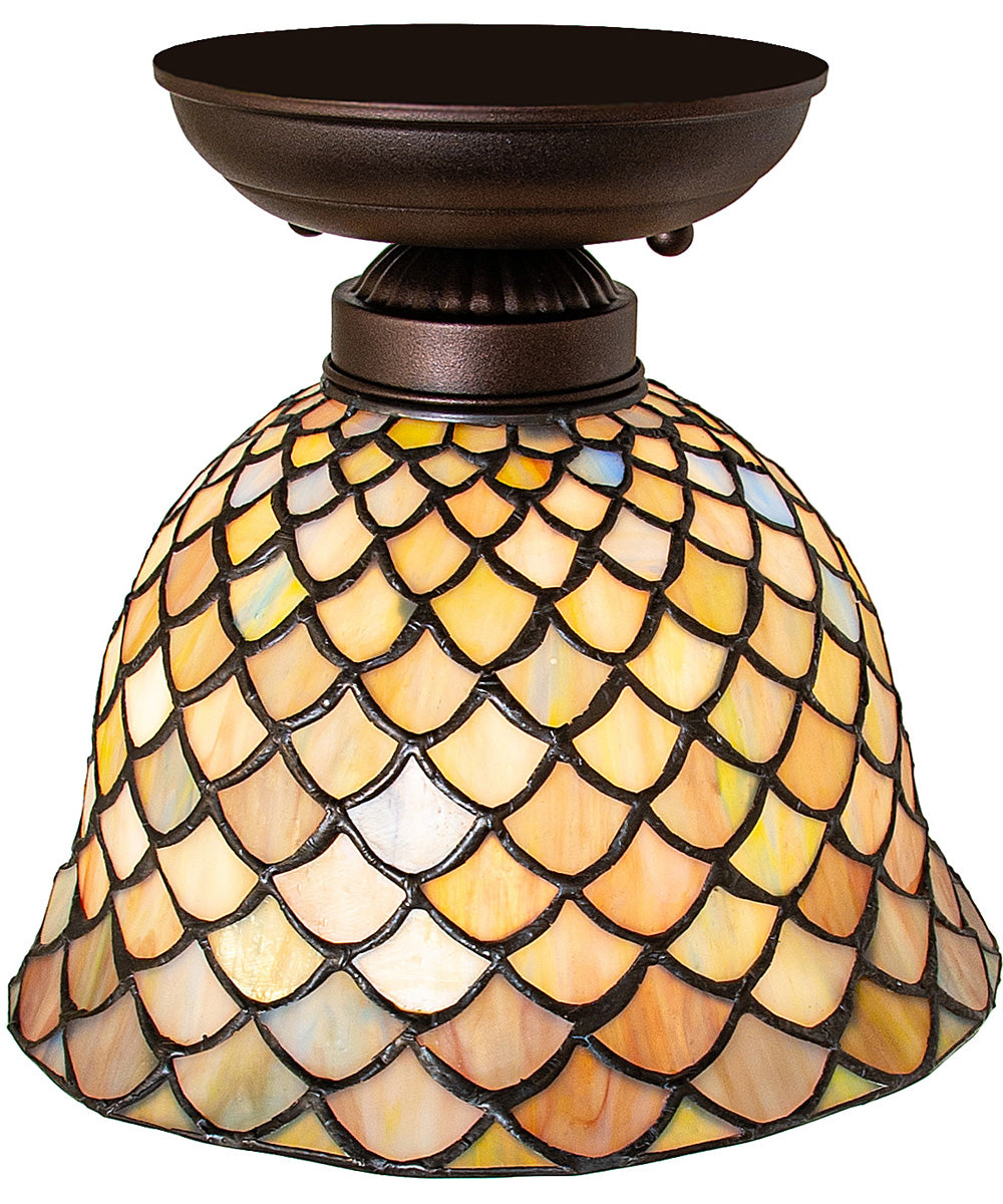 8" Wide Tiffany Fishscale Flushmount