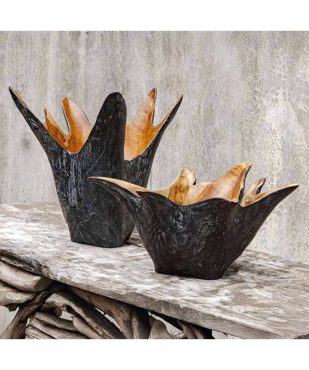 Starpetal Indoor-Outdoor Wooden Bowls Set of 2