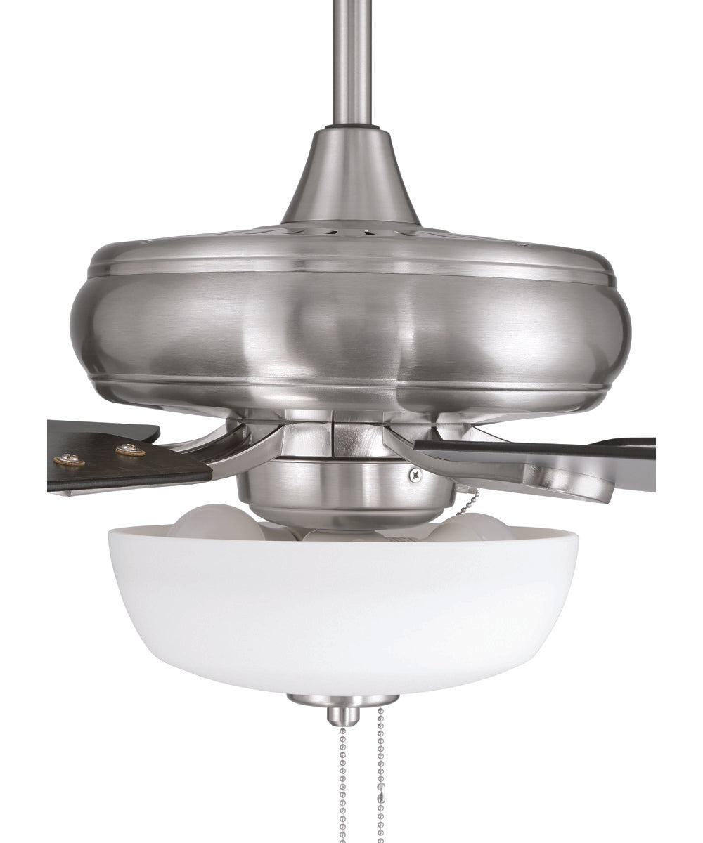 EOS 2 Light Frosted White Bowl 52" Ceiling Fan 2-Light Fan Brushed Polished Nickel