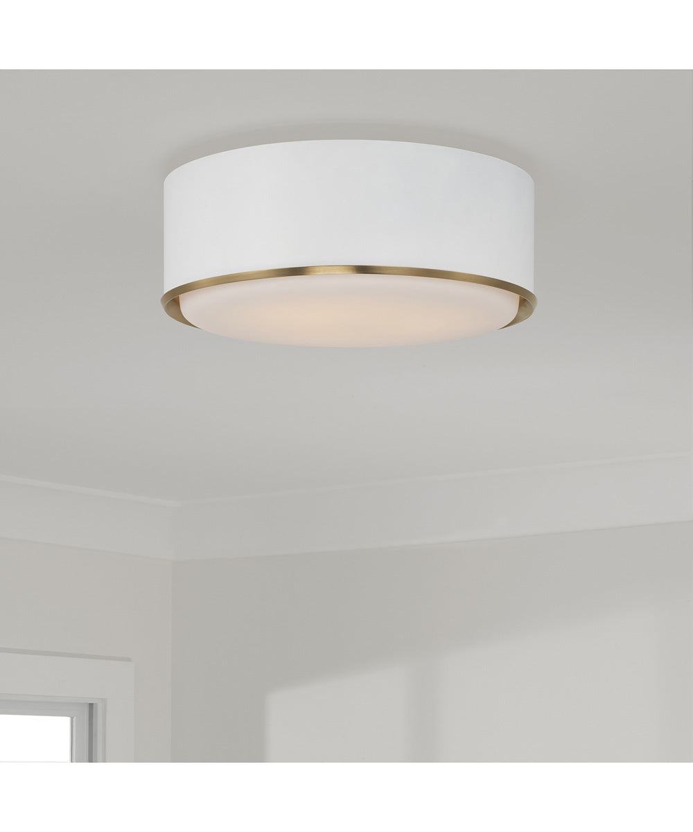 Carlton 3-Light Flush Matte Brass and White
