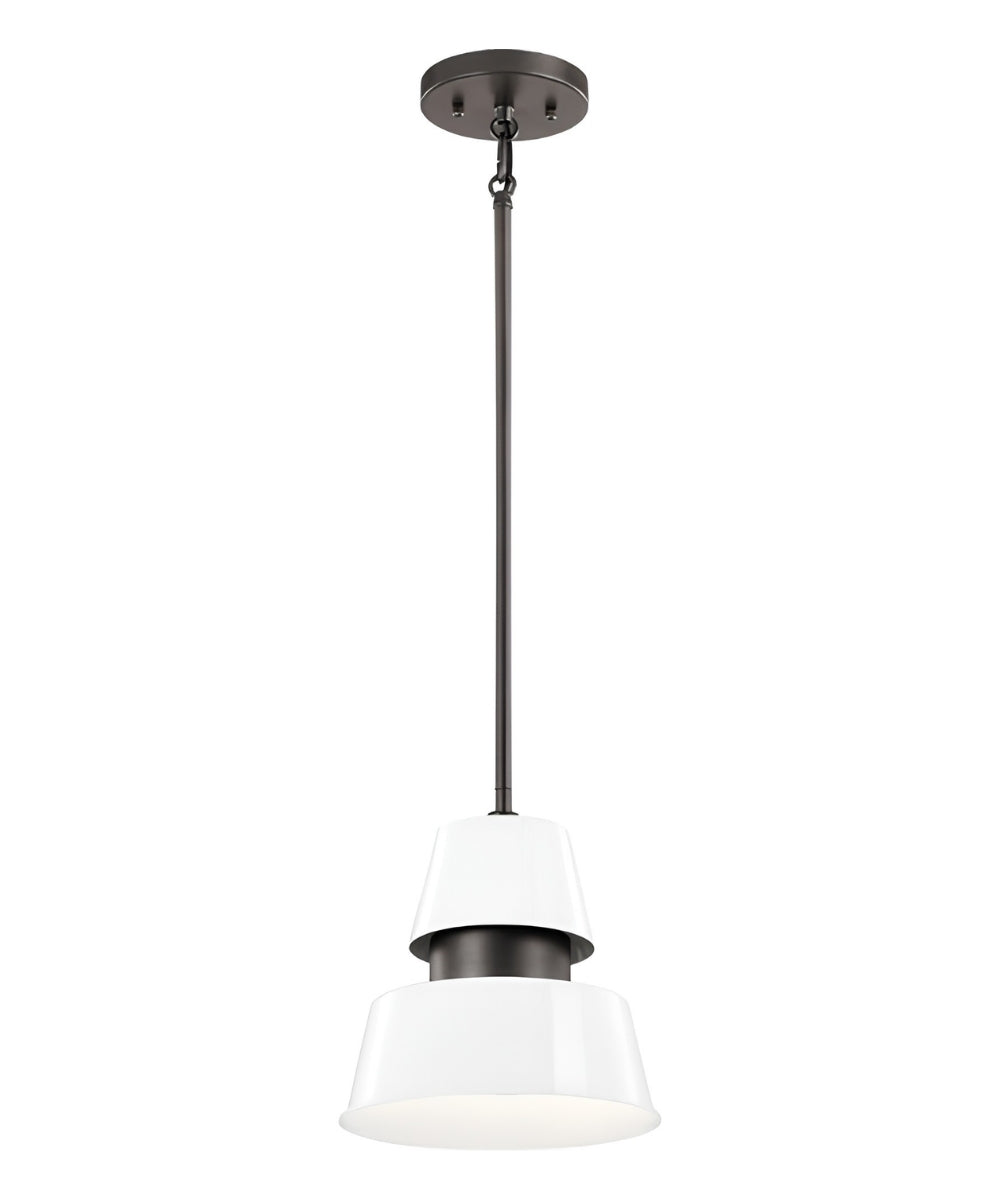 Lozano 9"W 1-Light White Finish Metal Cone Shade Indoor/Outdoor Pendant Light by Kichler