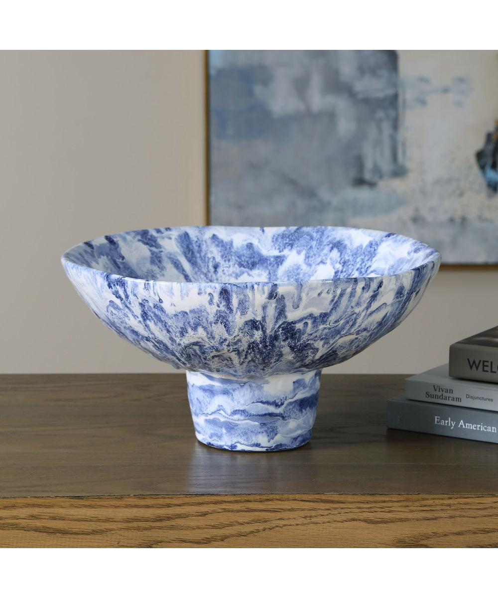 Indigo Marble Pedestal Bowl