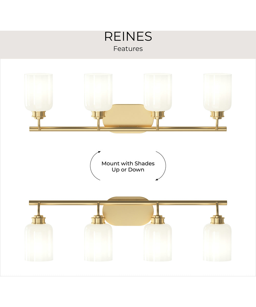 Reines 4-Light Bath Vanity with Opal Glass Shades Brushed Gold