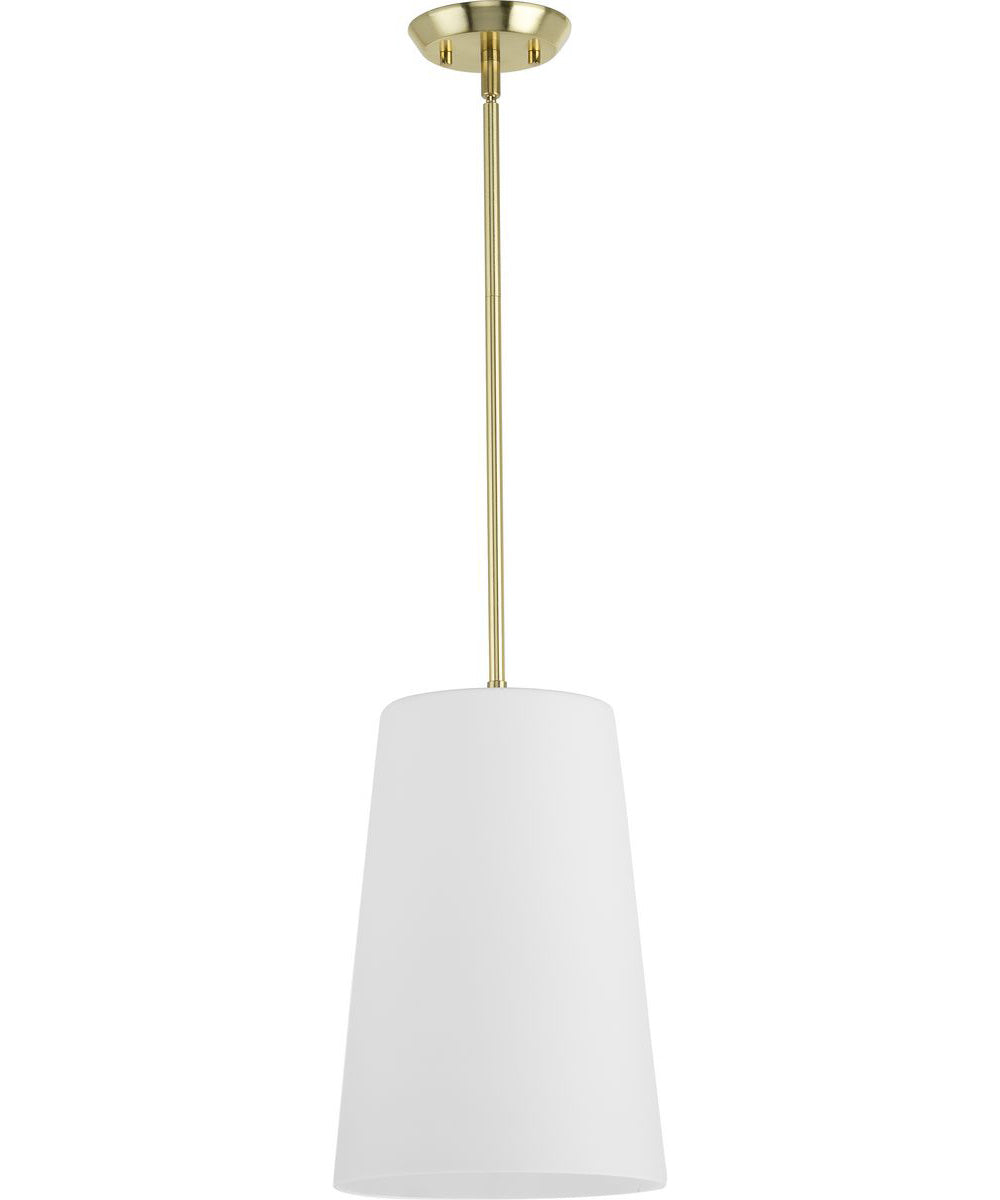 Clarion 1-Light Etched White Pendant P500430 Satin Brass