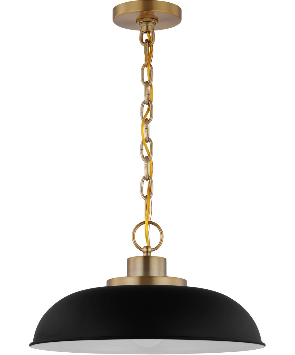 Colony 1-Light Pendant Matte Black / Burnished Brass